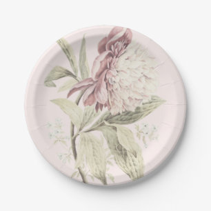 Vintage Peony Botanica fine art Paper Plate