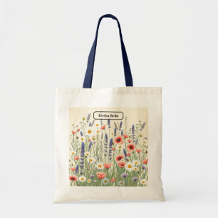 Vintage Peony Botanical Blue Aesthetic Art Tote Bag