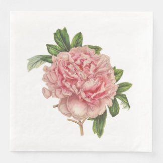 Vintage peony botanical paper dinner napkins
