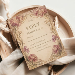 Vintage Peony Botanical RSVP Card