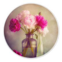 Vintage Peony Bouquet in Glass Vases