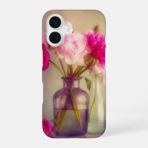 Vintage Peony Bouquet in Glass Vases iPhone 16 Case
