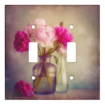 Vintage Peony Bouquet in Glass Vases