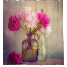 Vintage Peony Bouquet in Glass Vases