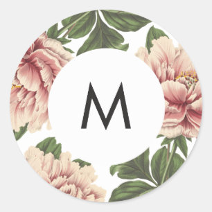 Vintage Peony Classic Round Sticker