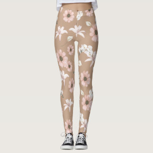 vintage peony floral leggings