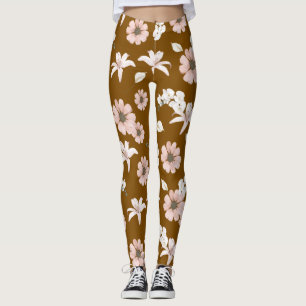 vintage peony floral leggings