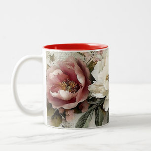 Vintage Peony Floral Mug – Romantic Botanical Flow