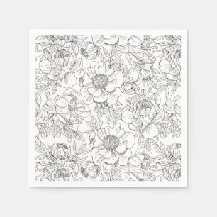 Vintage Peony Floral Pattern Napkin