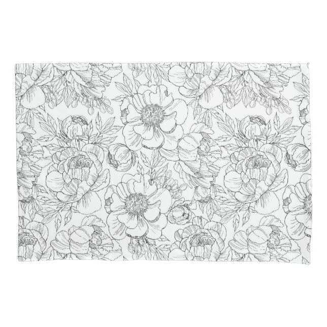 Vintage Peony Floral Pattern Pillowcase (Front-Left)