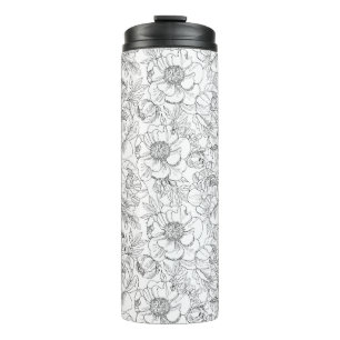 Vintage Peony Floral Pattern Thermal Tumbler