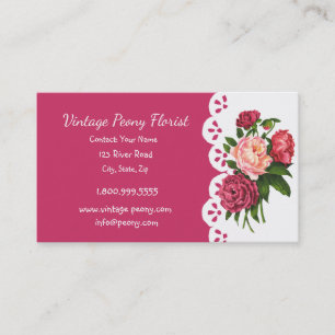 Vintage Peony Florist Shop Flower Business Card