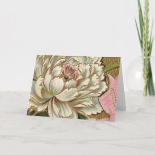 Vintage Peony Flower Card