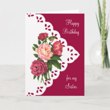 Vintage Peony Flower for Sister Birthday