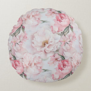 Vintage Peony Garden Bed Pillow – Soft Blush 