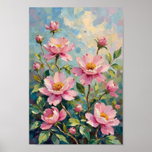 Vintage Peony Garden Floral Art Poster