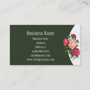 Vintage Peony Garden Flower Watercolor Art Business Card