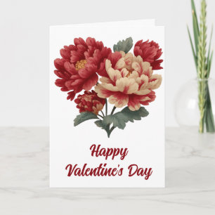 Vintage Peony Heart Bouquet Card