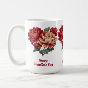 Vintage Peony Heart Bouquet Coffee Mug