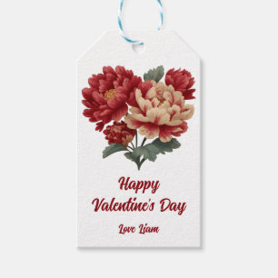 Vintage Peony Heart Bouquet Gift Tags