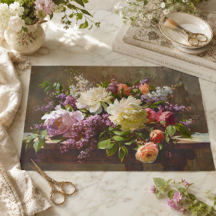 Vintage Peony & Lilac Floral Bouquet Decoupage Tissue Paper