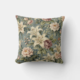 Vintage Peony Lily Floral Pattern Cushion