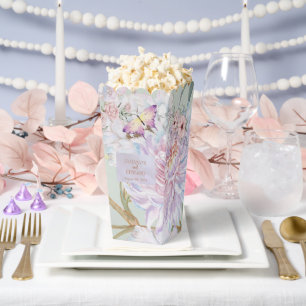 Vintage Peony Wedding Popcorn Favour Box