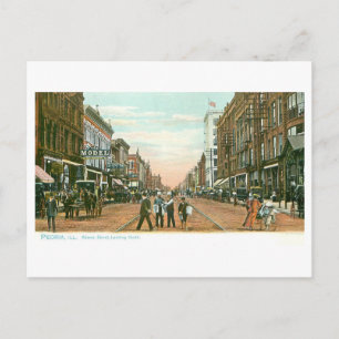 Vintage Peoria, Illinois, Street View Postcard