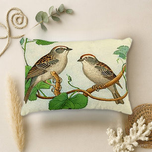 Vintage Perched Birds Decorative Cushion