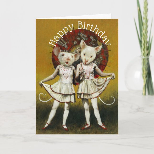 Vintage performing Mice Birthday Card (Front)