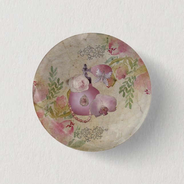 vintage perfume 3 cm round badge (Front)