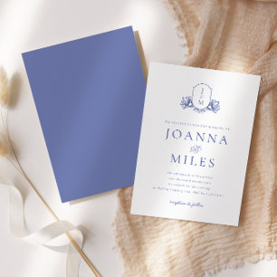 Vintage Periwinkle Crest Wedding Invitation
