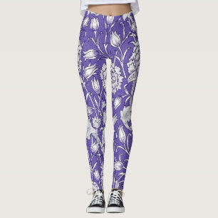 Vintage Periwinkle Floral Pattern Leggings