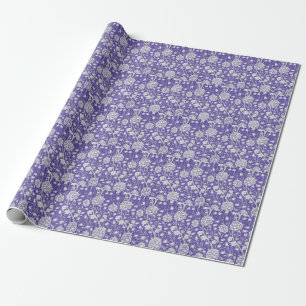 Vintage Periwinkle Floral Pattern Wrapping Paper