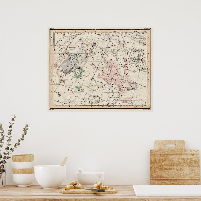 Vintage Perseus and Andromeda Constellations Map  Poster (Kitchen)