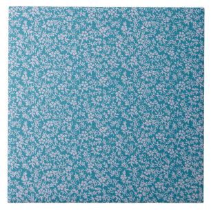 Vintage Persian Blue Lavender Purple Retro Floral Tile