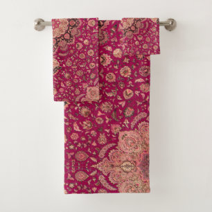 Vintage Persian Floral Rug Pattern Bath Towel Set