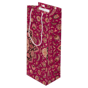 Vintage Persian Floral Rug Pattern Wine Gift Bag
