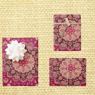 Vintage Persian Floral Rug Pattern Wrapping Paper Sheet