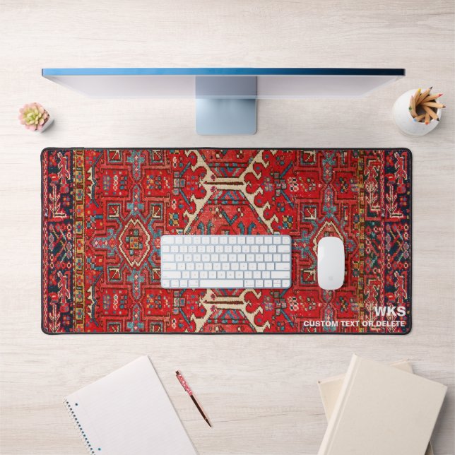 Vintage Persian Kilim Rug Custom Monogram Text  Desk Mat (Office 1)