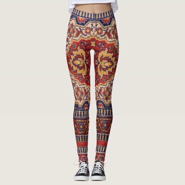 Vintage Persian Rug Bold Colours Leggings (Front)