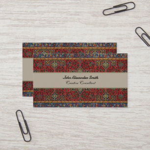 Vintage Persian Rug Pattern Red Blue Arabesque Business Card