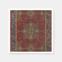 Vintage Persian Rug Pattern Red Blue Arabesque
