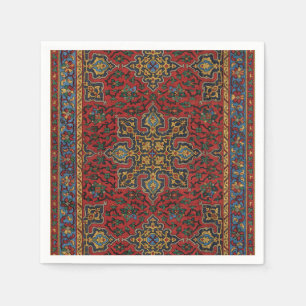 Vintage Persian Rug Pattern Red Blue Arabesque Napkin