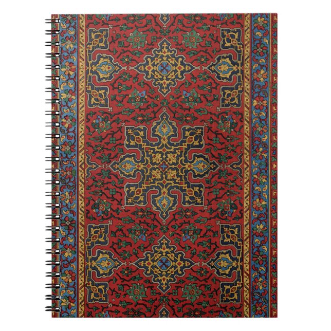 Vintage Persian Rug Pattern Red Blue Arabesque Notebook (Front)