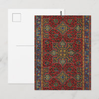 Vintage Persian Rug Pattern Red Blue Arabesque