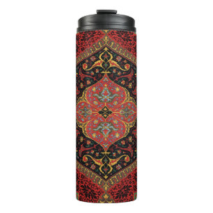 Vintage Persian Rug Pattern Red Green Arabesque Thermal Tumbler