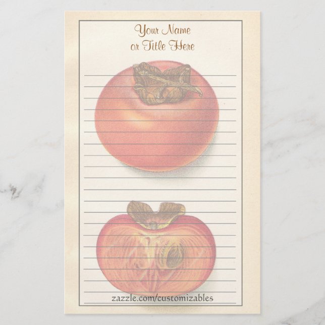 Vintage Persimmons Stationery (Front)