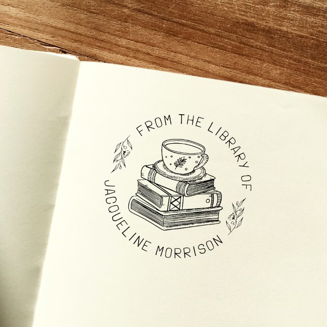 Vintage Personal Library Bookplate Book Rubber Stamp (Rubber Stamp Mock-up)