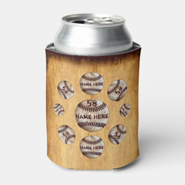 Vintage Personalised Baseball Team Gifts, Baseball Can Cooler (Can Front)